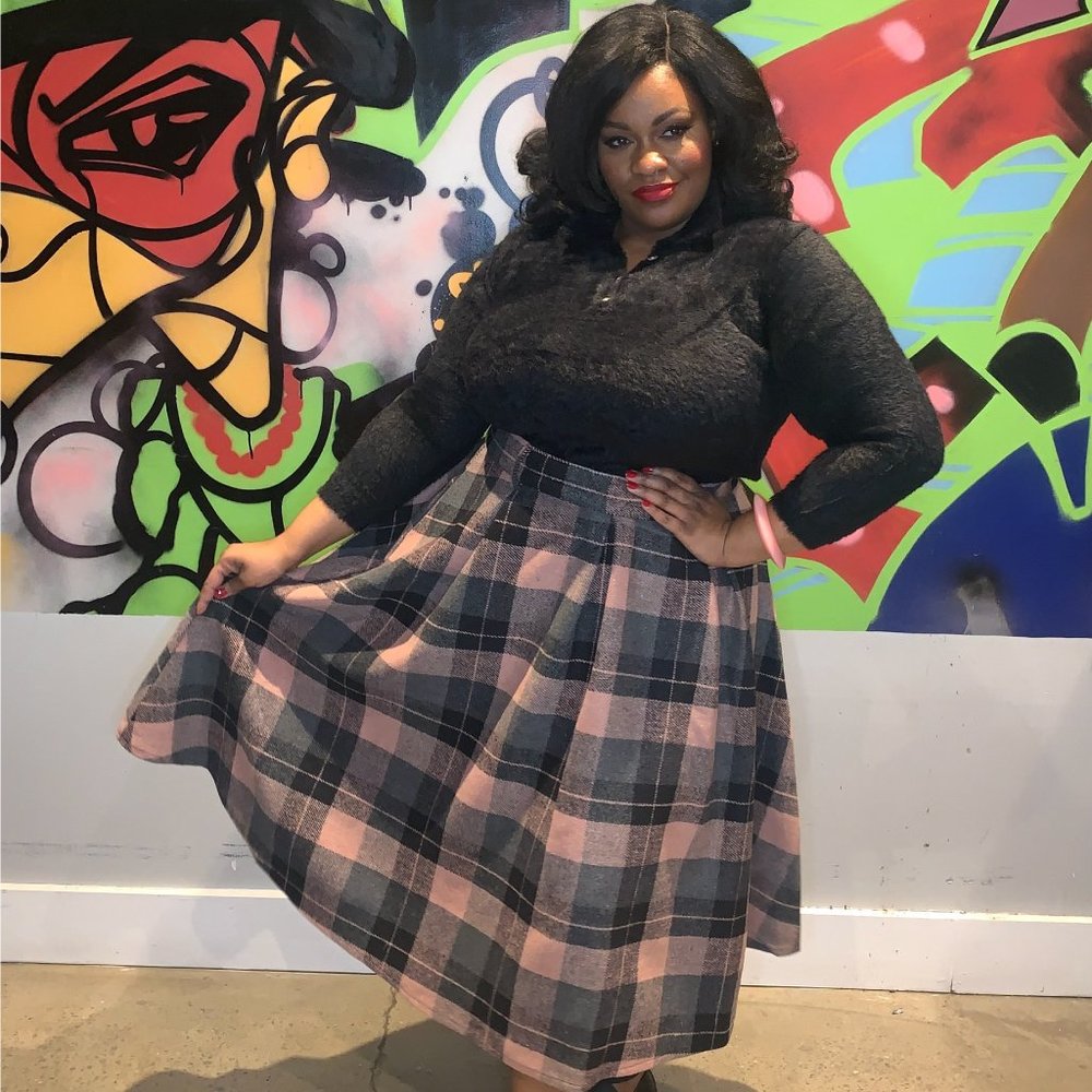 Tabitha Skirt & Scarf in Pink/Black